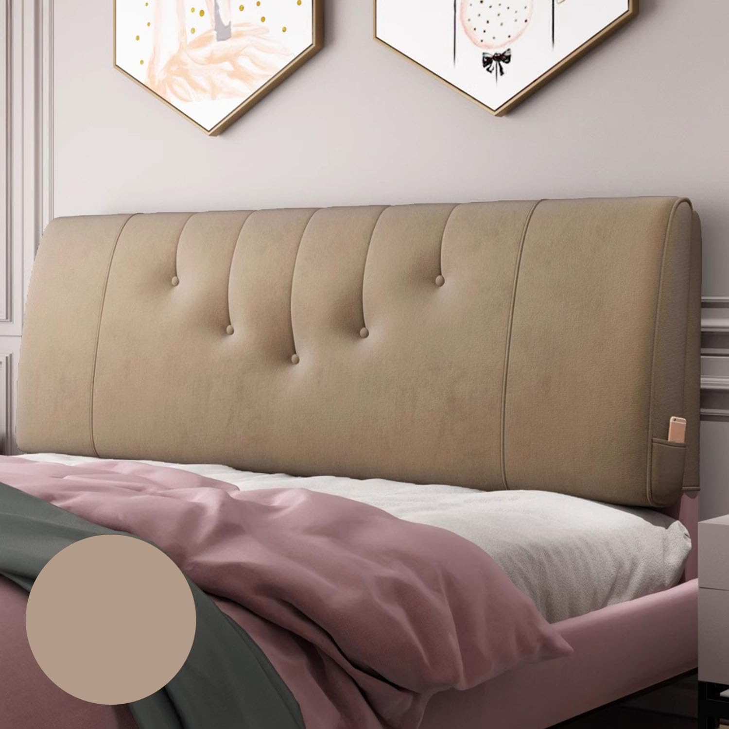 Pokrowiec na łóżko pojedyncze, podwójny, king size, pyłoszczelna tkanina flanelowa, poduszka do czytania, rozciągliwa osłona zagłówka łóżka, dekoracja sypialni (190 x 6