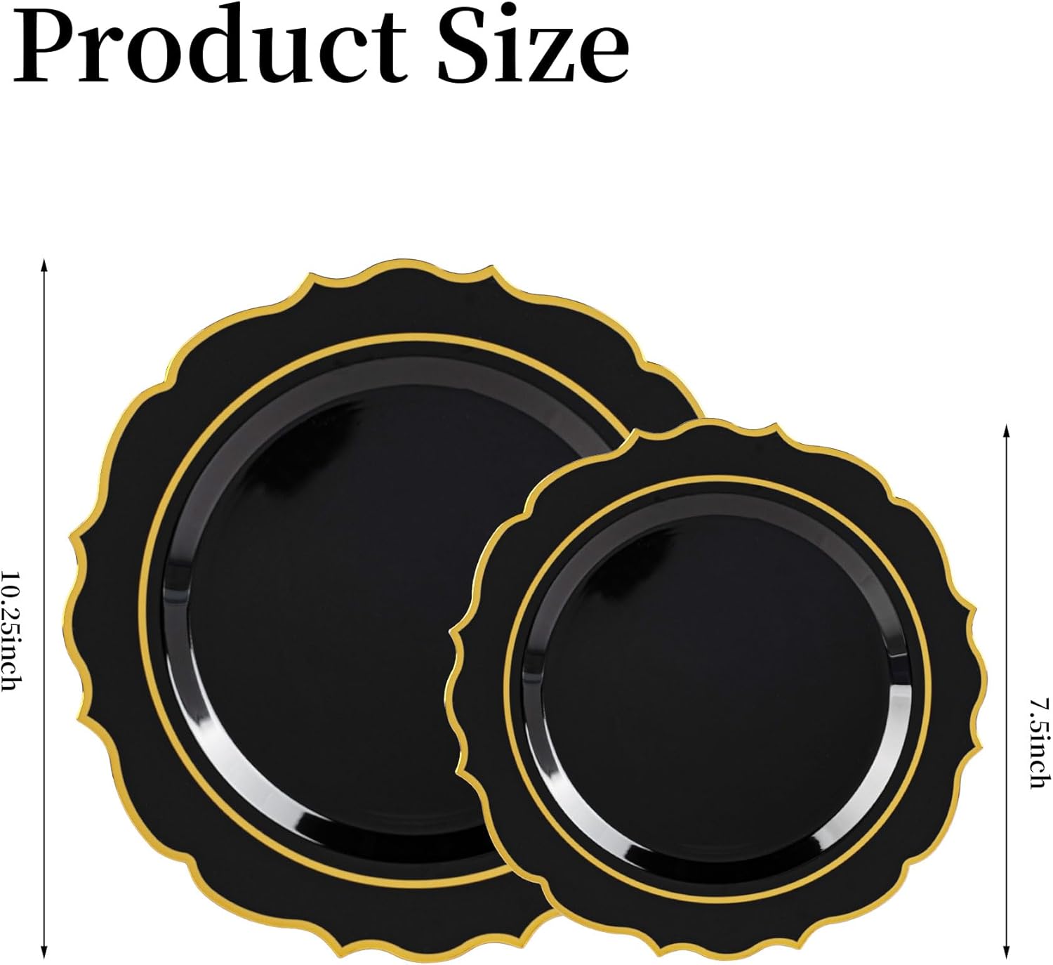 120PCS Black Plastic Plates, Disposable Elegant Party Plate with Gold Rim, Heavy Duty 60 Dinner and 60 Dessert Fancy Plates for Party and Wedding - Image 2