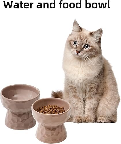 Miniatura 6 de Cuenco elevado de cerámica inclinado para gatos, cuenco elevado para alimentos y agua, cuenco para gatito, plato para gatos, comedero para mascotas