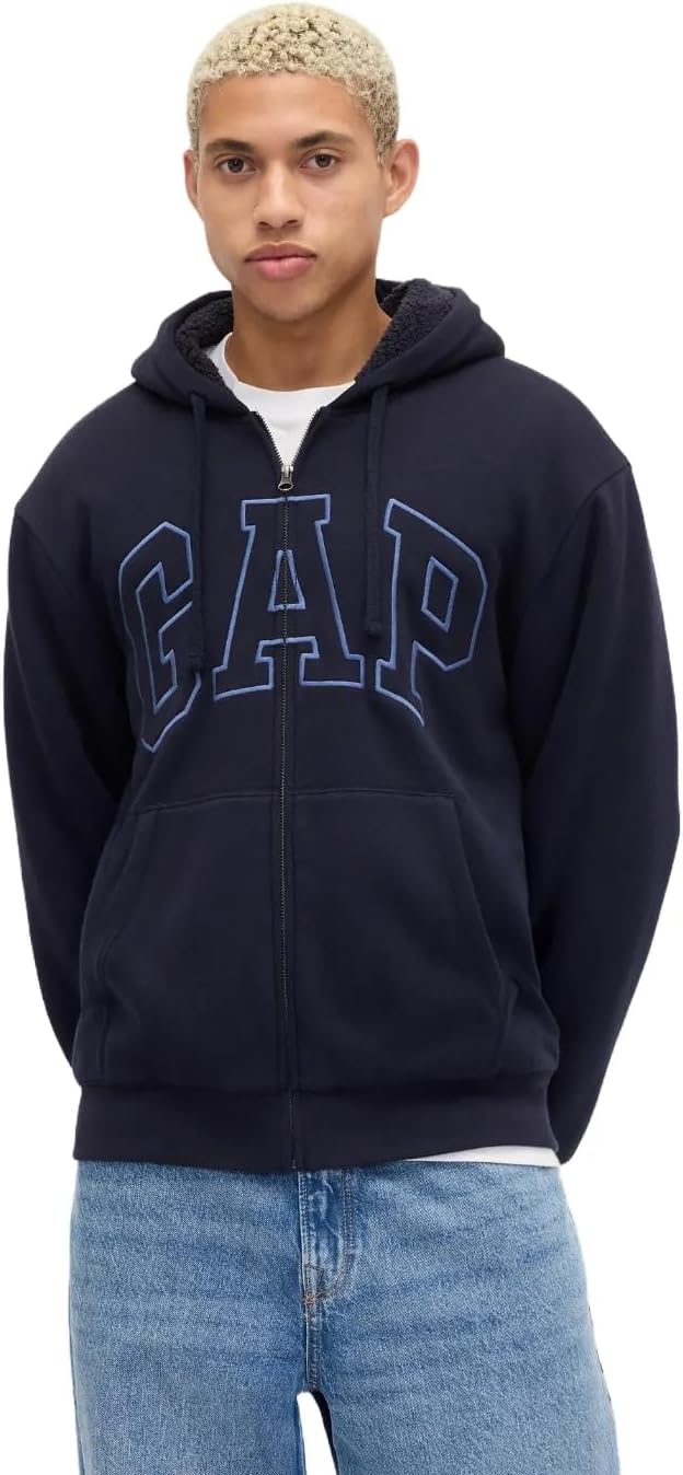 GAP mens Logo Sherpa Full Zip Sweatshirt