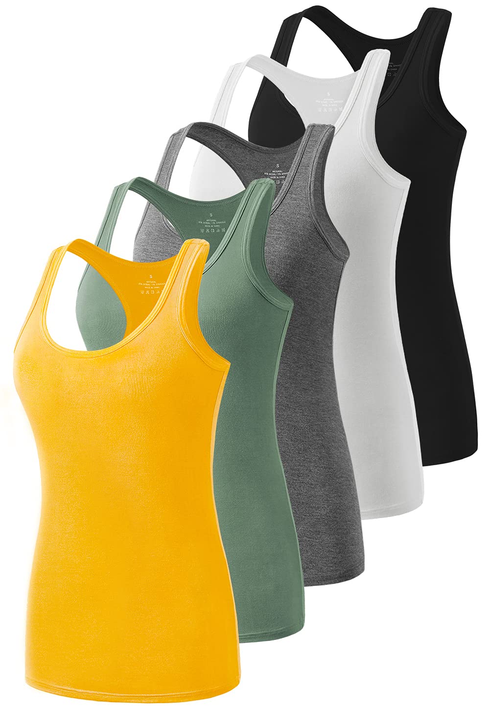 Star Vibe Racerback Workout Tank Tops for Women Basic Athletic Tanks Yoga Shirt Sleeveless Exercise Tops 4 Pack