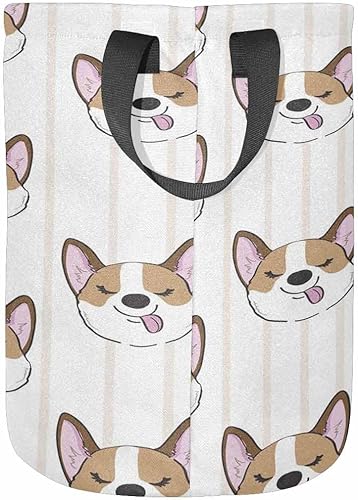 Miniatura 2 de InterestPrint Corgi Dog Head on White Home Corner Bin for Dorm and Family Freestanding Laundry Basket Collapsible Large Clothes Hamper Storage 14x17