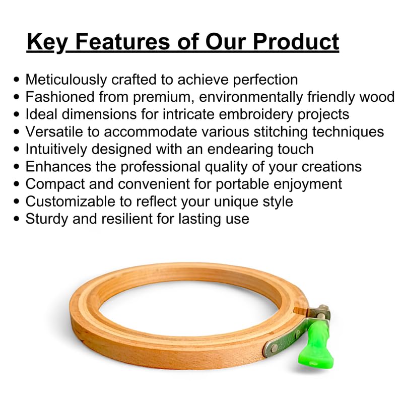 Image of 4 Inch Wooden Embroidery Hoop Ring (3 Ply, Pack of 1) - Frame for Craft Kit, Mini Hand Embroidery