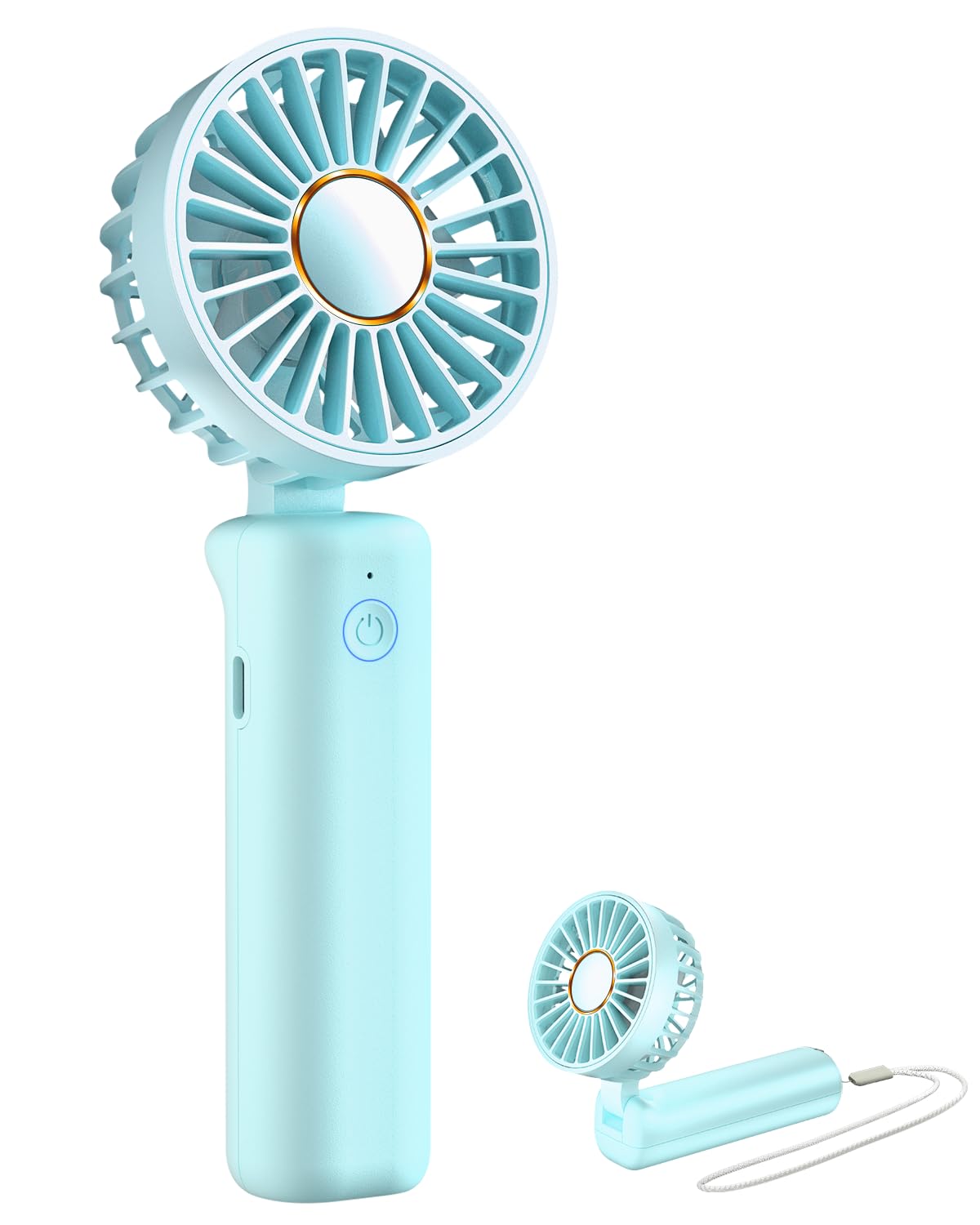 FrSaraPortable Handheld Fan, Neck Fan, Mini Desk Fan, Multi-Function Fan, 4000mAh Ultra-Long Battery Life, Ultra-Quiet, 6-Speed Visual Adjustment, USB Can Charge Mobile Phones