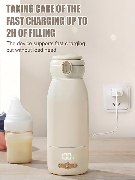 Chauffe biberon nomade, Peut être chauffé, Chauffage rapide en 3 minutes, maintenu au chaud et stérilisé,Grande Capacité de 500ml,Grande batterie de 10400 mAh, Brosse de nettoyage gratuite - 2