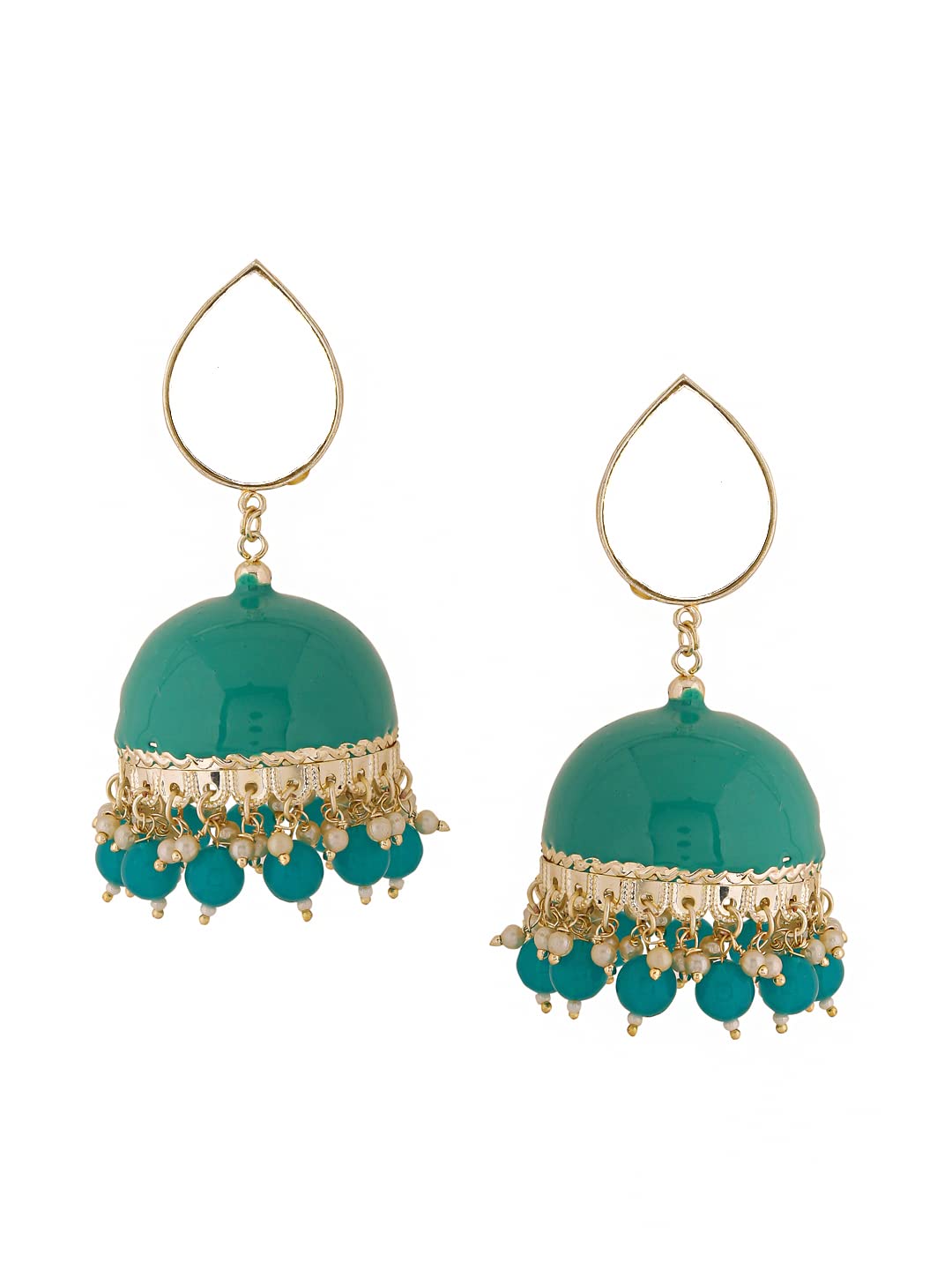 Yellow Chimes Earrings for Women Gold Toned Pearl Drop Mirror Finished Green Meenakari Jhumka Earrings for Women and Girls (B0B63NXC79) Amazon Price History, Amazon Price Tracker