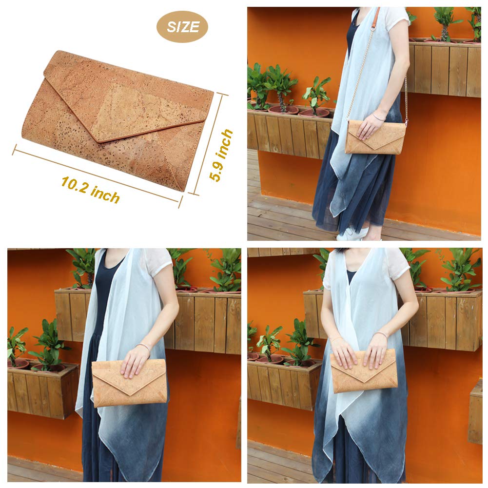 boshiho Bolso bandolera de corcho Crossbody Cuero vegano Sostenible Mujer Bolso, Color de madera-1, 26 x 16 x 3 cm