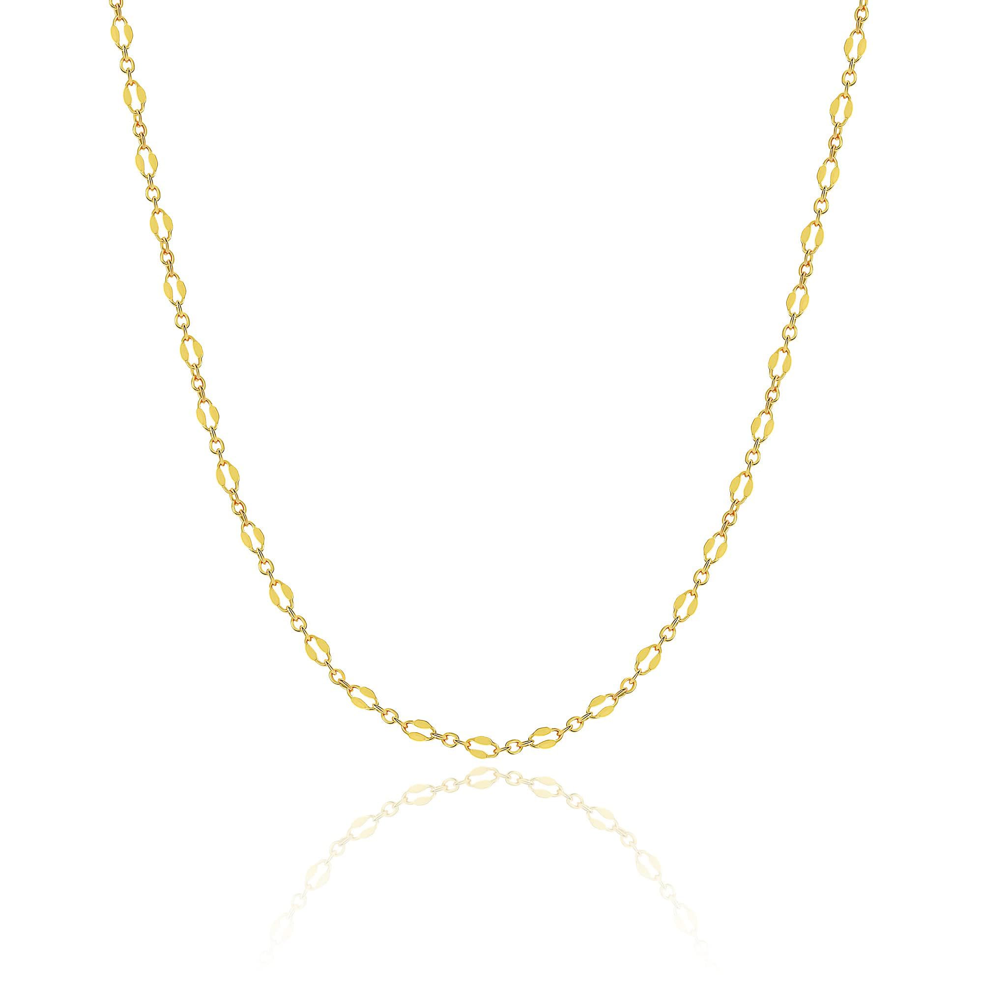 Tewiky Gold Chain Necklace for Women, 14k Gold Plated Thin Beaded Wave Box Chain Necklace Dainty Gold Necklace Simple Layered Gold Choker Necklaces Minimalist Gold Link Chain Necklace Trendy Jewelry for Women