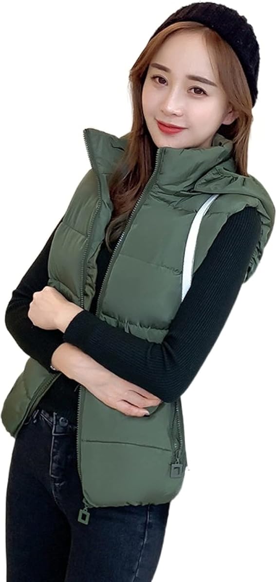 Amazon 軽量 中綿 ベスト フード付き カジュアル アウター コート ポケット付き レディース 大きいサイズ ダウンベスト レディースファッション 厚手 ダウン チョッキ 女性用 ノースリーブ アウター 防寒 保温性 通学用 通勤 ベスト 通販