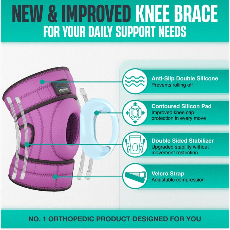 Image of Modvel ELITE Knee Brace for Men & Women - Patella Gel Pads & Side Stabilizers for ACL, Meniscus Tear, Arthritis & Injury Recovery - Maximum Support for Running, Sports & Joint Pain Relief