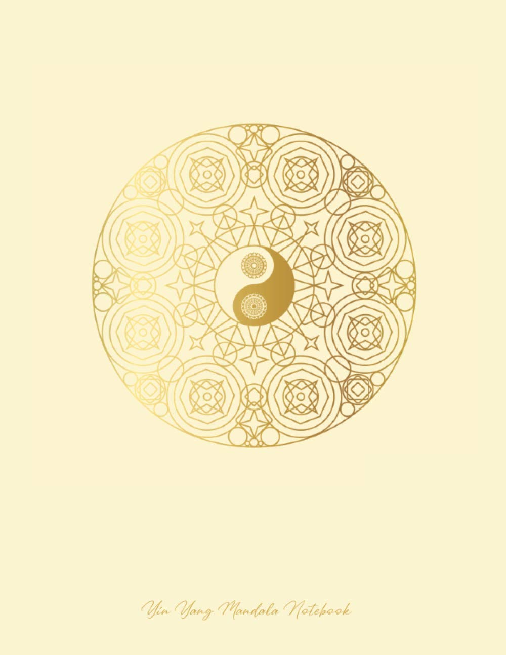 Yin Yang Mandala Notebook: Yellow Gold Boho Style Design Yoga Notebook Lined Paper Bohemian Yin Yang Mandala Taoism Journal Diary Composition Book (8.5 x 11 Large)