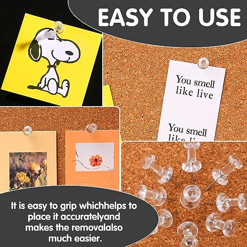 Yeveette 123 120-Pack Push Pins For Bulletin Board, Thumb Tacks With Clear Plastic Tip And Steel Tip thumb #4