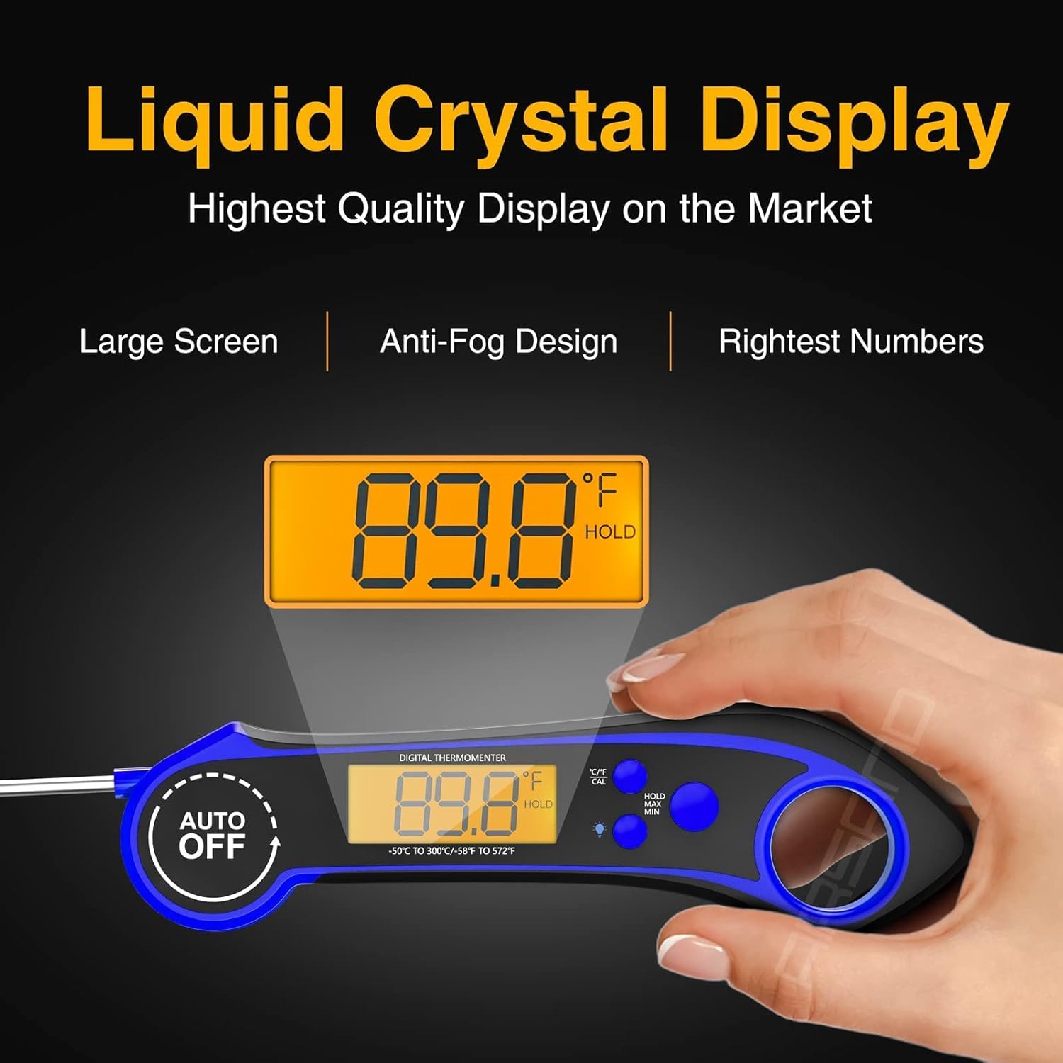 review AIRSAND Digital Meat Thermometer with Probe, Ultra Fast Precise Waterproof Instant Read Food Thermometer, Cooking Thermometer for Frying Oil, for Kitchen, Grill, Chocolate and Candy