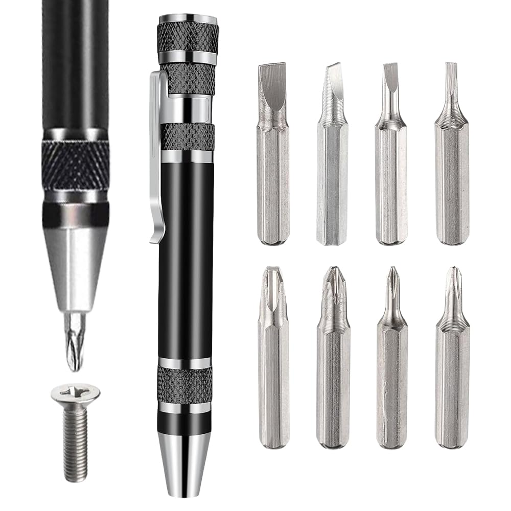 Hodaqe Screwdriver Set,8 In 1 Multitool Screwdriver Pen,Flat-Head And Phillips Screwdriver Set,Magnetic Micro Screw Driver Tool Set Kit,Screw Driver Set For Repairing Installing Hand Tool(Black)
