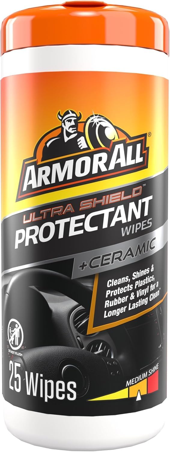 Armor All Extreme Shield Protectant Wipes by Armor All, Interior Car Cleaning Wipes with UV Protection Against Cracking and Fading, 25 Count