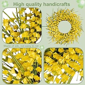 Artificial spring wreaths for front door 24 inch spring wreath yellow summer wreath with yellow flowers berries for porch farmhouse wall indoor home decoration  urban country home decor