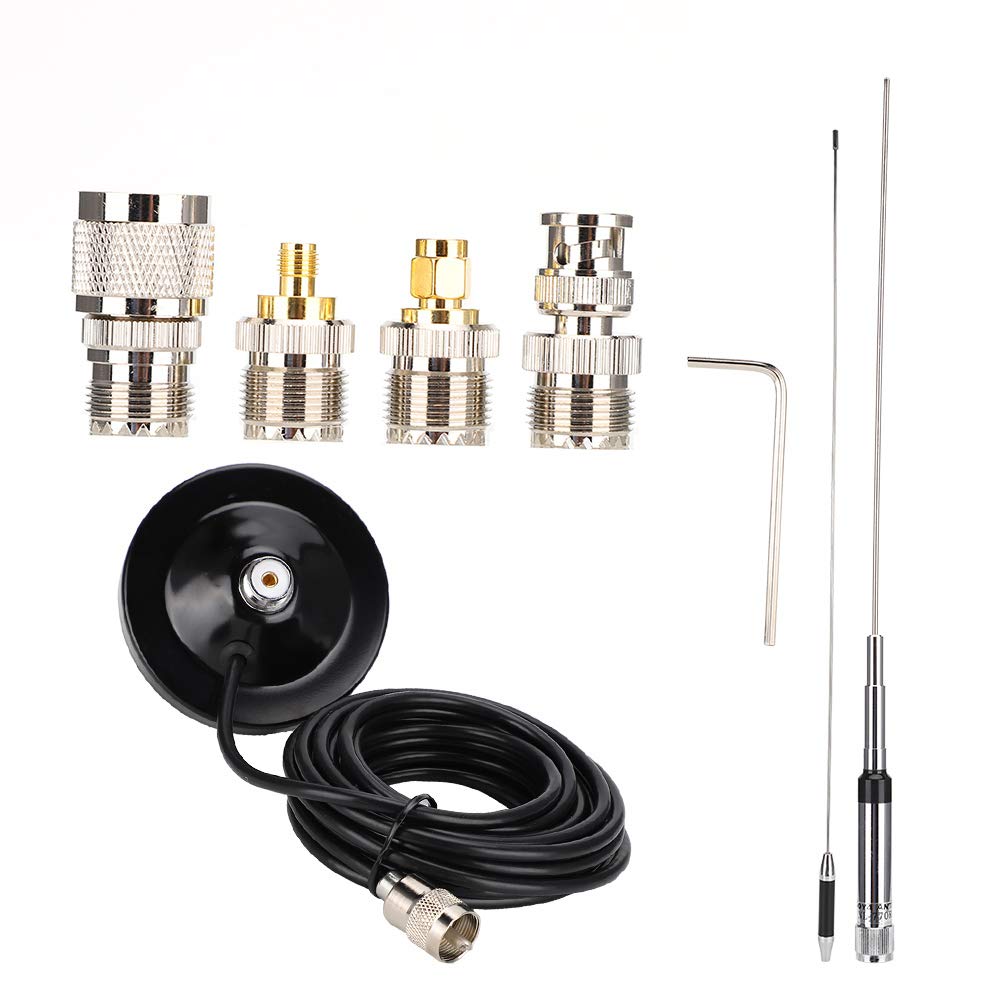NL 770R Antena VHF UHF 144 430MHz de Doble Banda, Ganancia 3.0 5.5 DBi con Conector PL259 de Base Magnética, para Radio Móvil