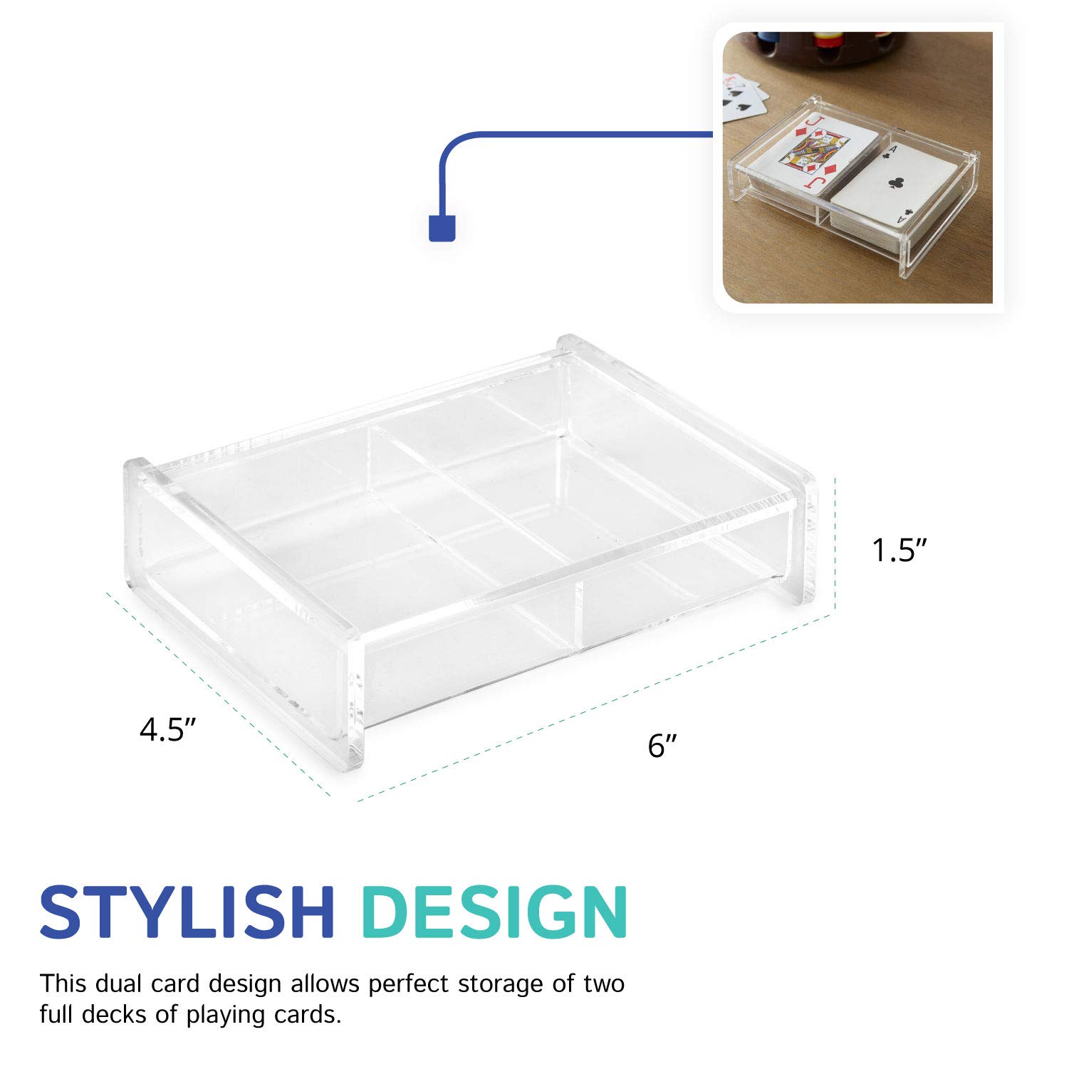 Huang Acrylic Acrylic Lucite 2 Playing Card Box 2