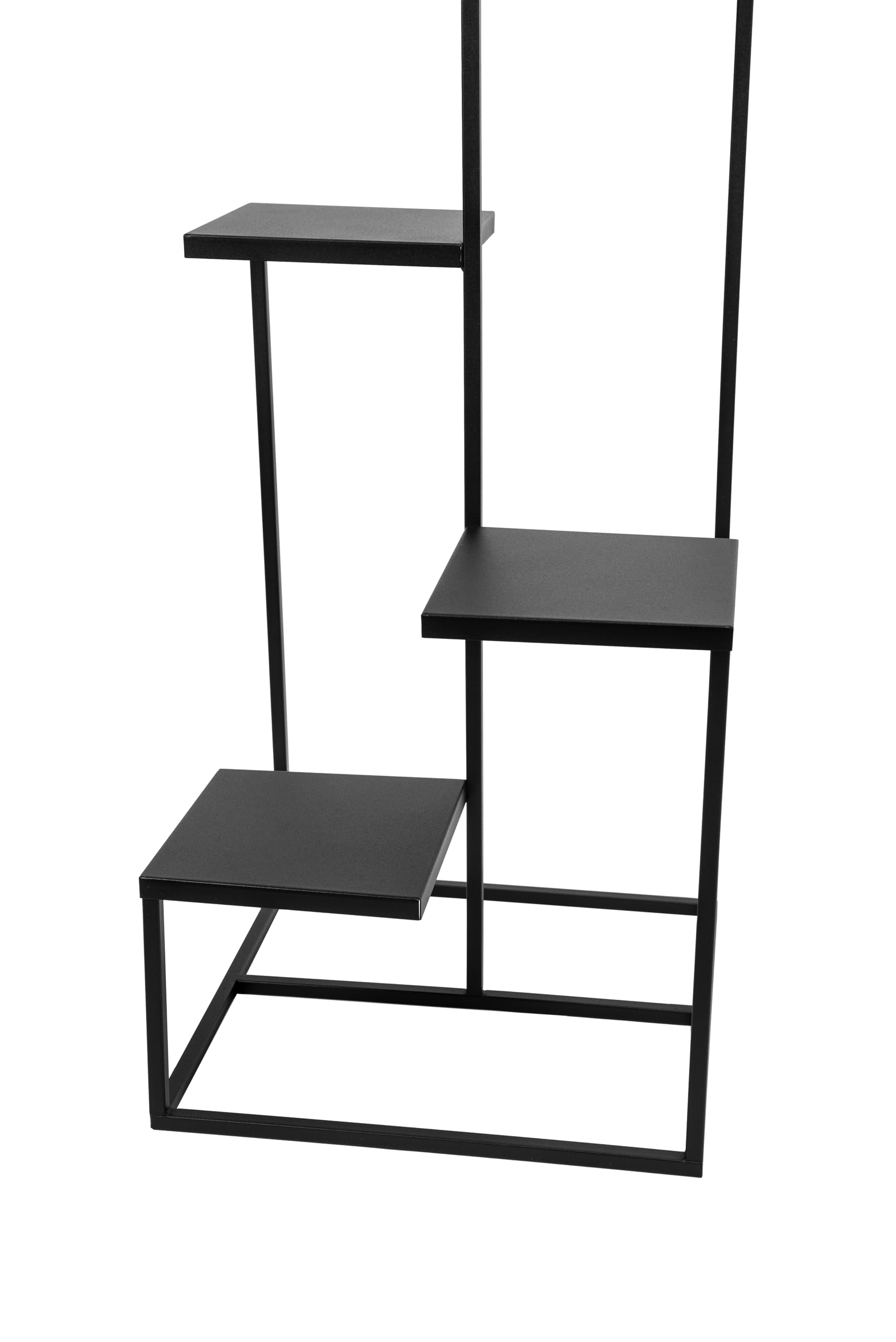 Stojak na rośliny Quattro piccolo - Kwietnik 4 poziomy - 40x40x80cm - kolor Czarny - do kwiatów w pomieszczeniach - metalowa półka - dekoracyjny stolik