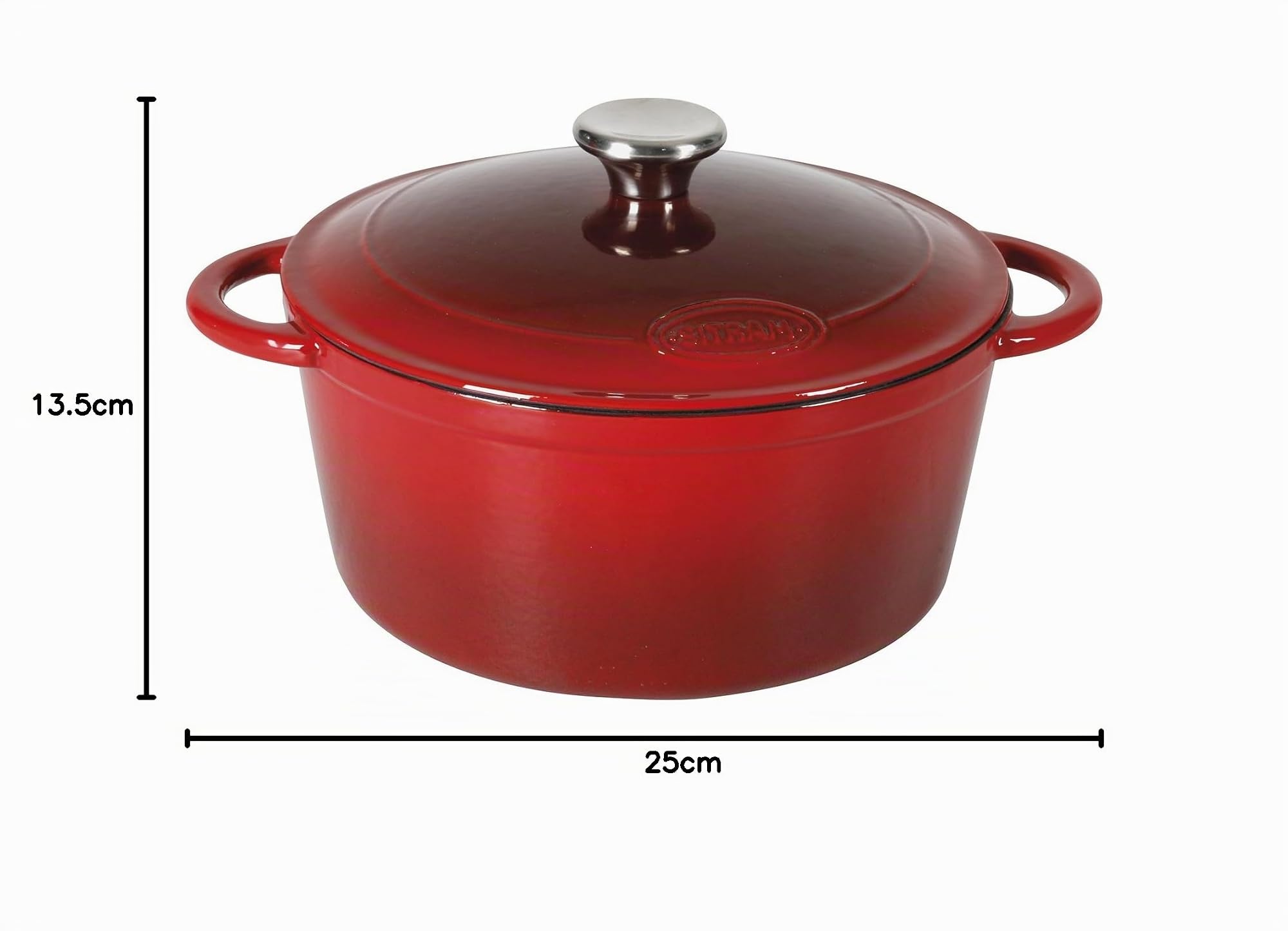 Sitram 710840 - Casseruola in ghisa, Colore rosso e panna, 33 x 25 x 13.5 cm