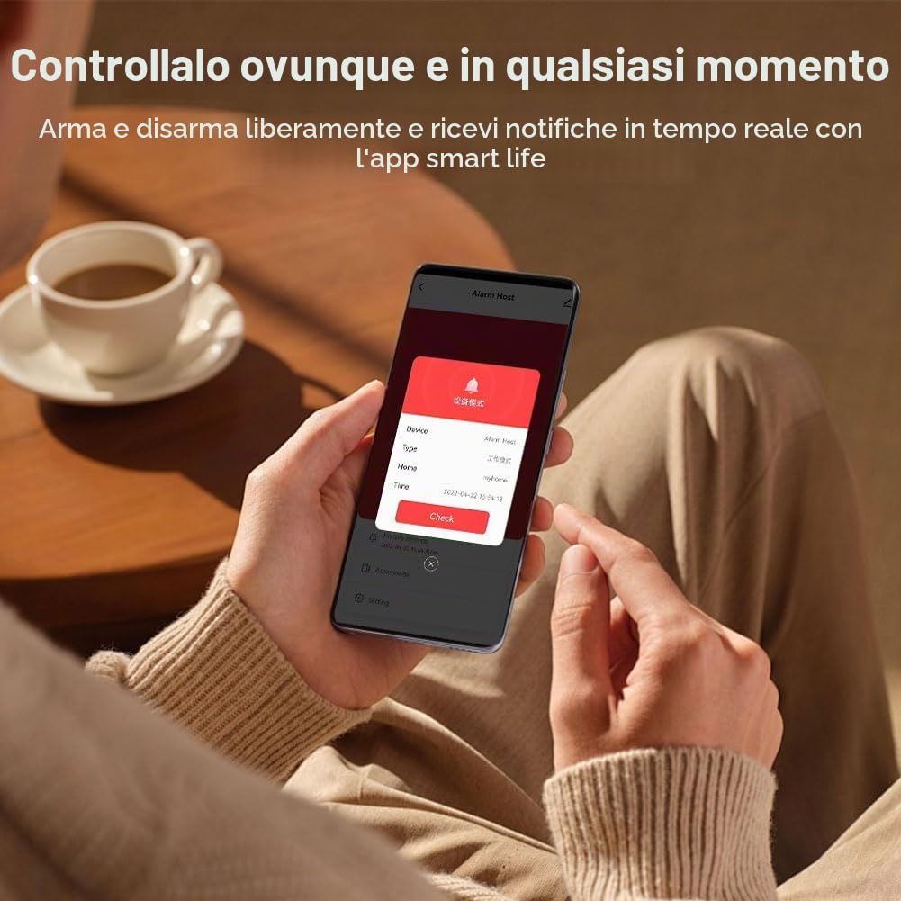 allarme casa senza fili,kit allarme casa senza fili con Sirena Allarme 120dB, Telecomando Intelligente, Invite vocale, Display LCD, Sicurezza per la casa, ufficio(8 Pezzi)