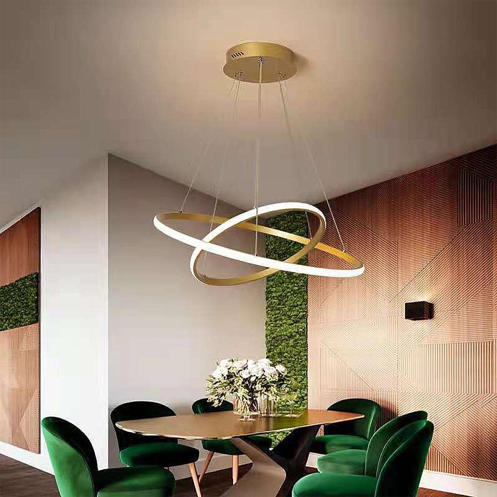 XINYASEE Suspension LED tricolore pour chambre à coucher et salle à manger, lampes et lanternes simples et modernes, suspension de bar pour salon et salle à manger (Or)
