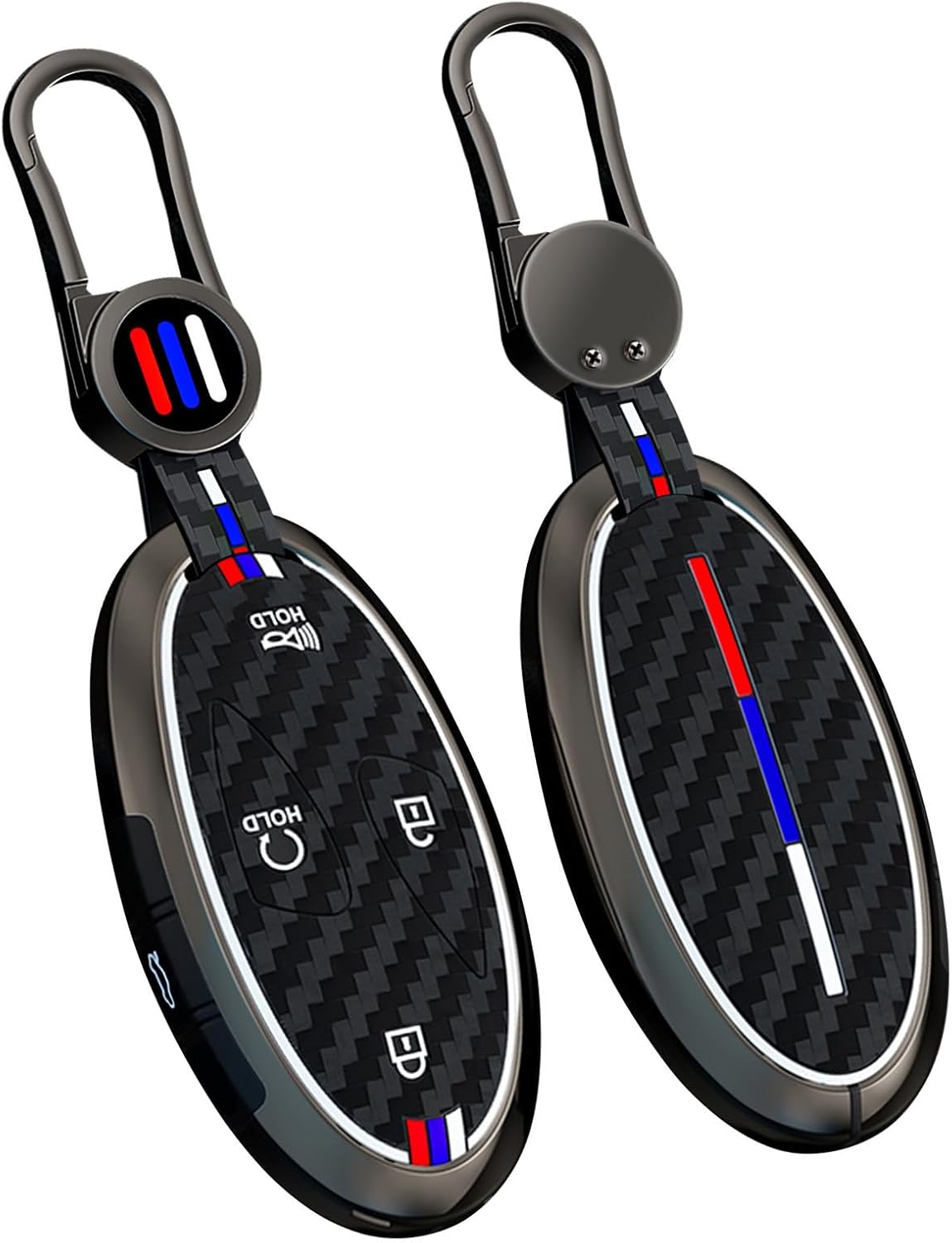 KUNIO Carbon Fiber Metal Key Fob Cover Cover Case Fit for Hyundai Ioniq 6 9 Grandeur GN7 KONA EV Tucson SEL 2024 2025 Key Holder Keychain Key Protetcor Accessories Graduation Gift 5 Button A Black