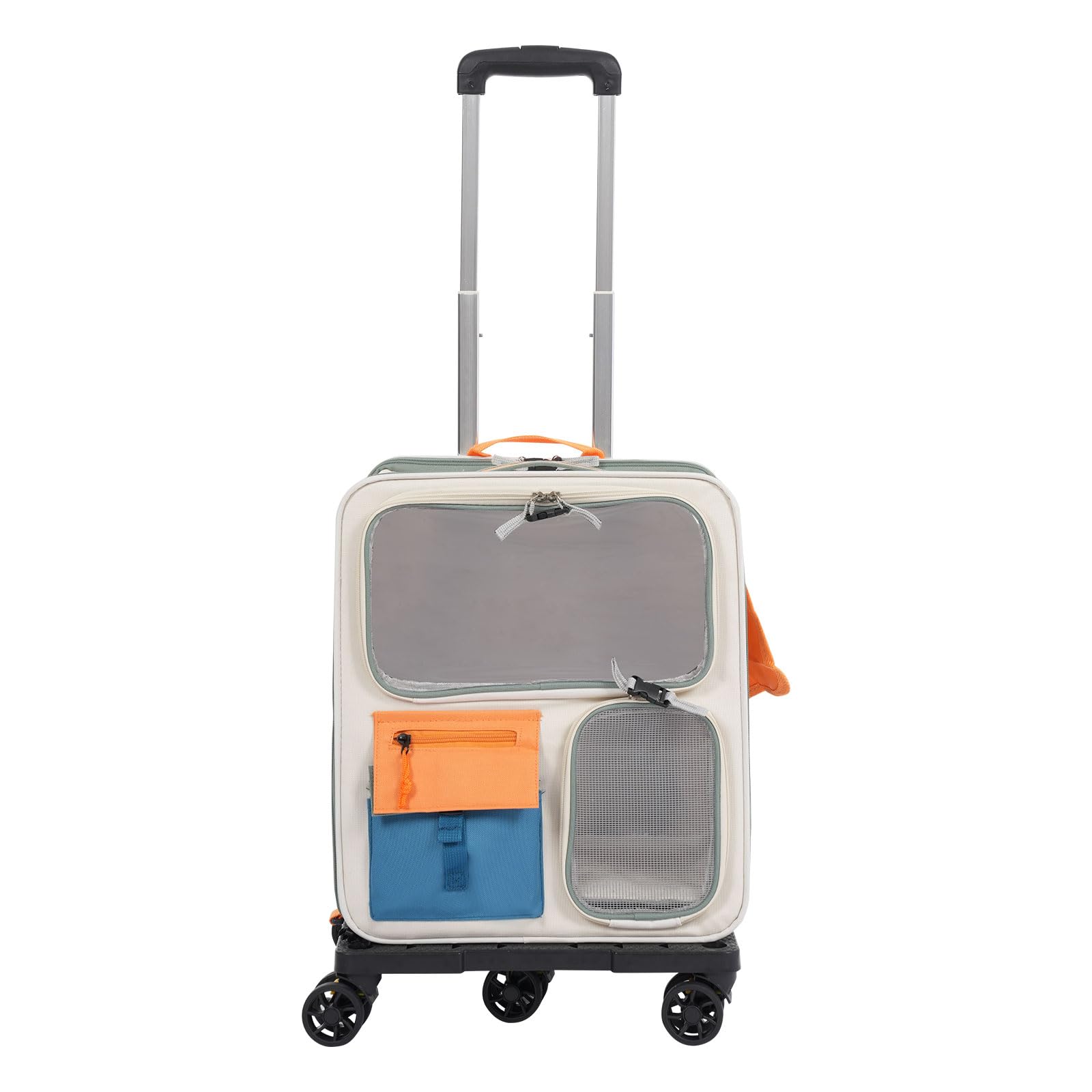 2-in-1 Transportrucksack Transportbox für Haustiere mit Rädern, Hundetransportbox Hunderucksack Katzentransportbox Katzenrucksack mit Gute Atmungsaktivität, Tragfähigkeit 12.5kg Katzen oder 5kg Hunde