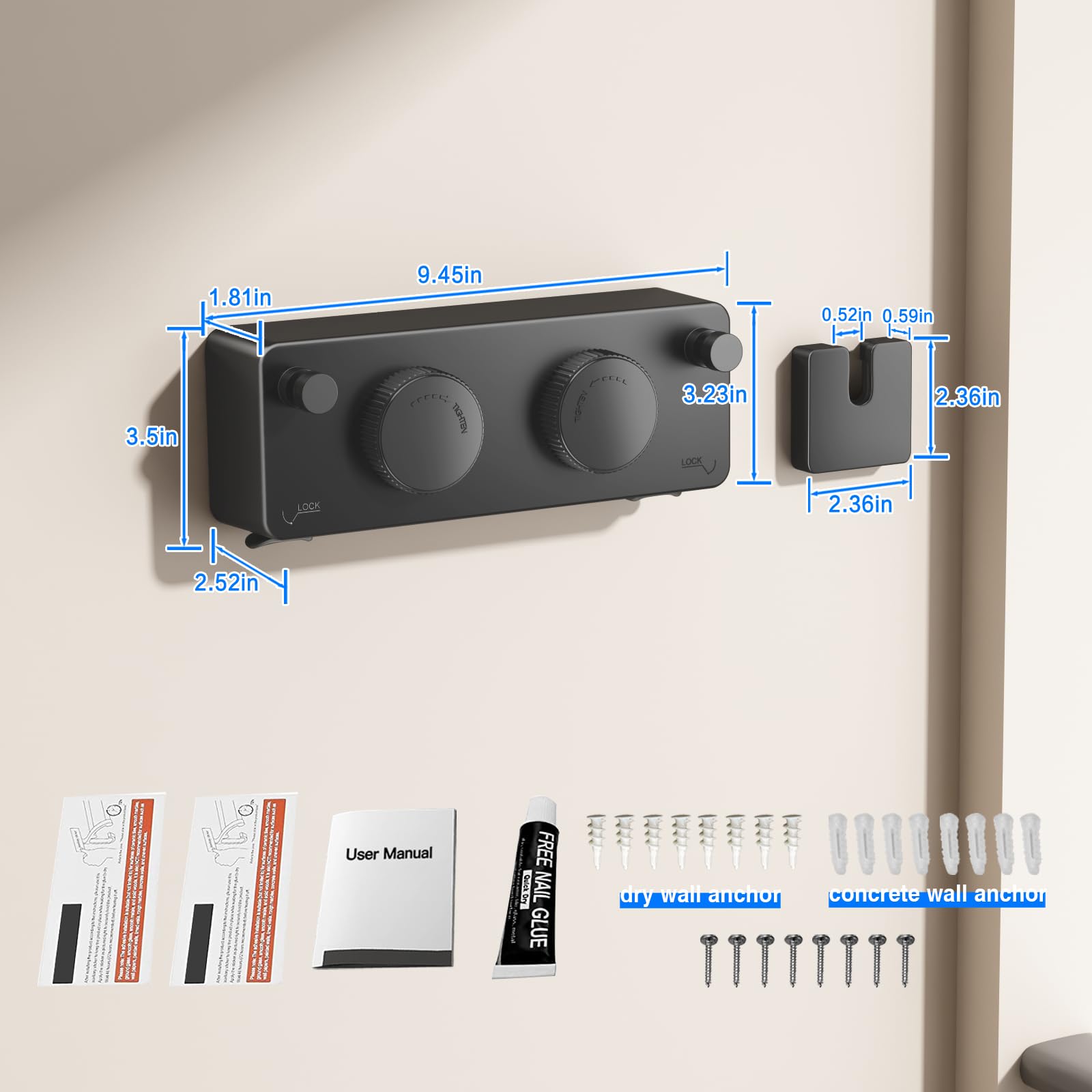 MUSTORN Fil Double Linge Extérieur Retractable Support Mural, Extensible Corde A Linge Retractable Interieur Etendoir Linge Exterieur Etendoir Mural Exterieur Sechoir Mural Interieur 4.2m(Noir)