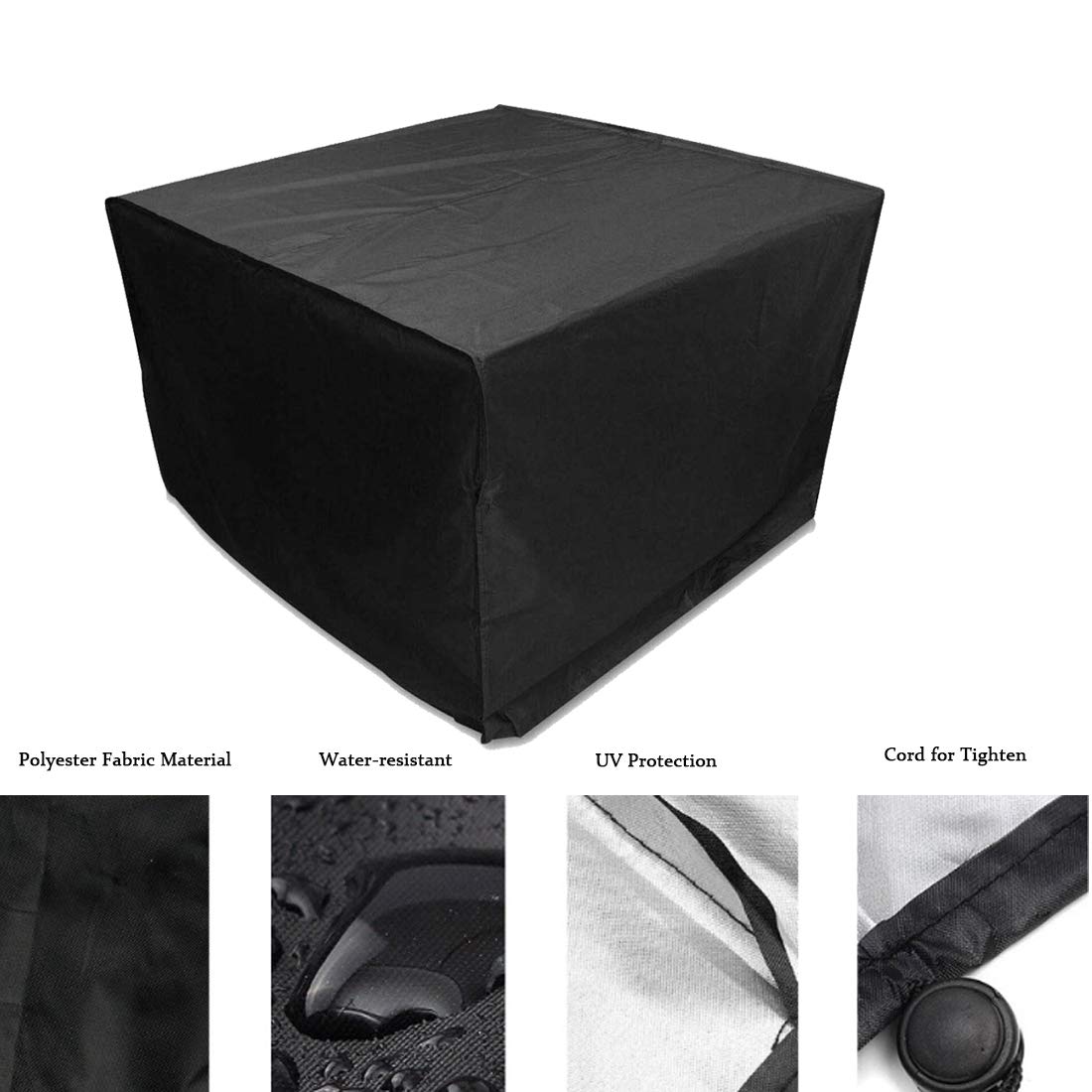J&C Patio Furniture Cover 420D Outdoor Square Patio Furniture Set Covers Furniture Table Cover, Black Durable Waterproof Dust Proof Protection Covers for Garden Lawn Furniture Sets (48x48x29in)