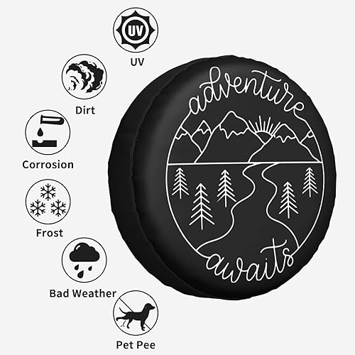 Miniatura 6 de NIAEIAIE Cubierta de neumático de repuesto para caravana, Adventure Awaits, cubierta de neumático para remolques de viaje, protectores resistentes a