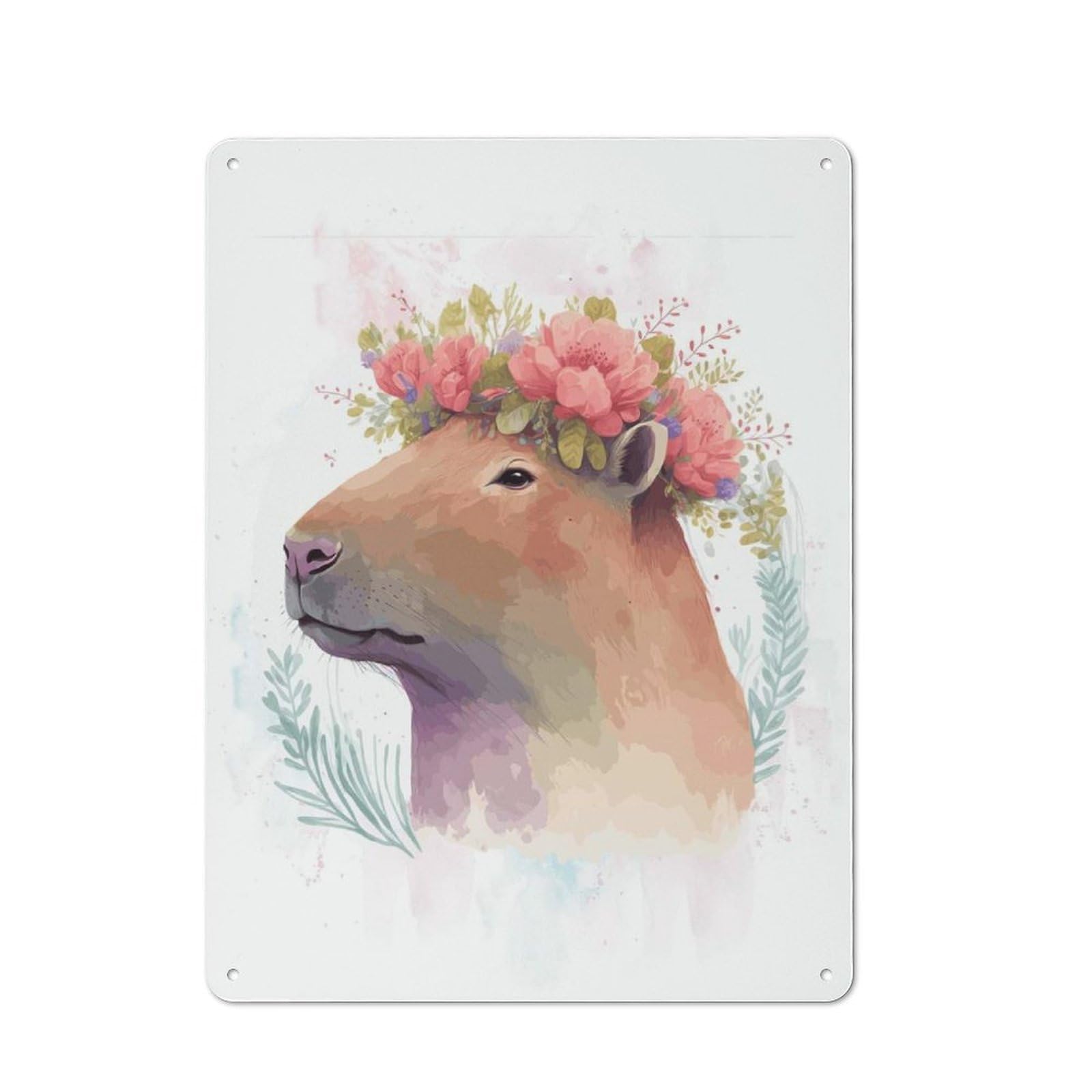Junmoney Style-3-1 Watercolor Capybara Art Retro Tin Sign 40X30cm For Workshop Wall, For Home Interiors And Metal Sign Collectors