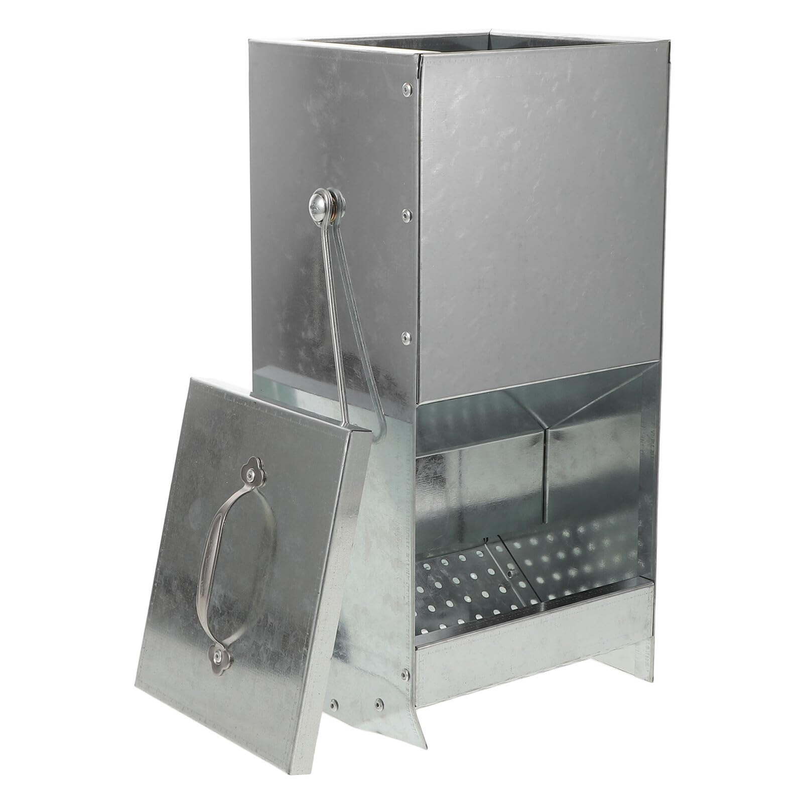 DOITOOL Mangiatoia in Metallo Zincato per Fieno con Coperchio Magnetico e Ganci Bifacciali Supporto Sospeso per Conigli Furetti e Piccoli Animali Accessorio Compatto per Gabbie e