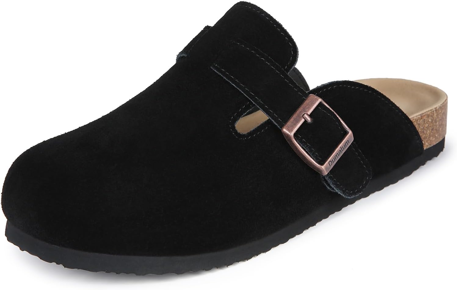 Dumalum Women's Suede Clog Leather Mules Arch Support Potato Shoes with Comfort Cork Footbed - Clogs for Women Men Unisex Antislip Slippers Sandals
