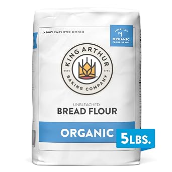 King Arthur 100% Organic Bread Flour, Unbleached, 5 lb (Pack of 1) - Non-GMO Project Verified, No Preservatives