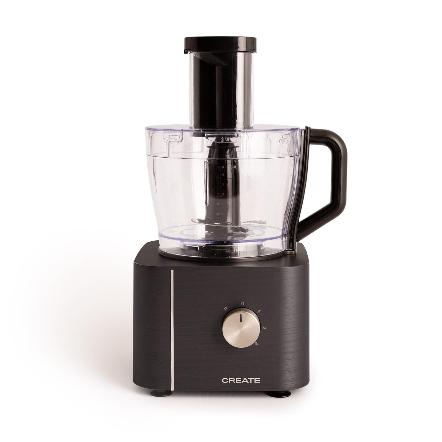 CREATE/CHEF CHOP/Procesador de alimentos negro/Robot de cocina multifunción, 10 modos, 3 velocidades, bol procesador 2L, cuchillas de acero inoxidable, 1100W