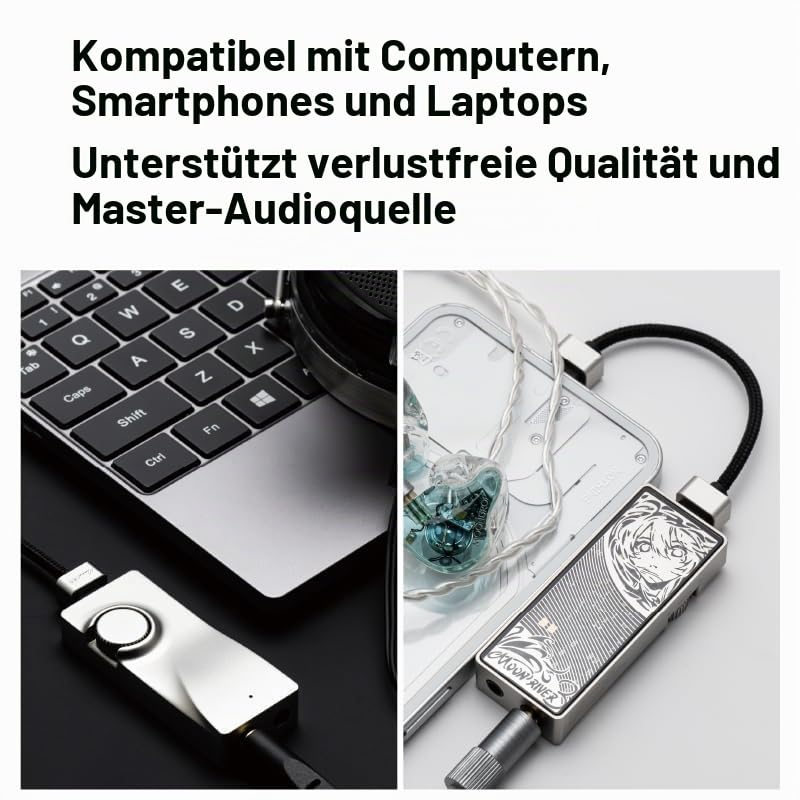 Moondrop Moonriver 3 Kopfhörer-Verstärker, 32 Bit/384 kHz, PCM-Dekodierung mit abnehmbarem Typ-C-Kabel, 3,5 mm + 4,4 mm Ausgangsanschlüsse