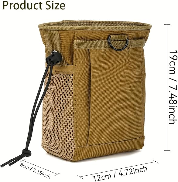Pochette tactique Molle Dump – Sac utilitaire convertible pour airsoft, paintball et chasse, pochette de récupération réglable avec anneau en D et Grimlock - 3