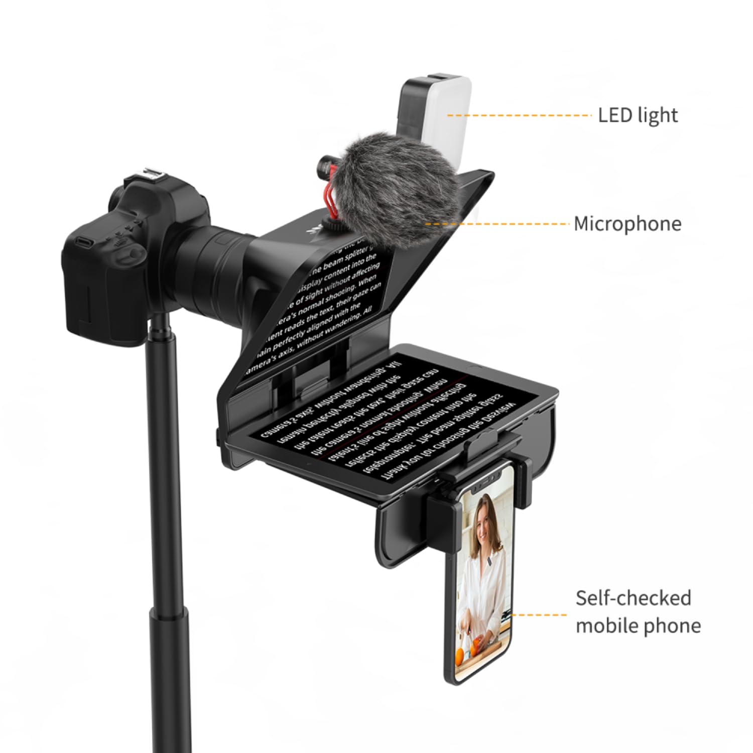 Desview T5 Teleprompter für Smartphone, Tablet & Kamera – Tragbarer Teleprompter für Video-Interviews, Live-Streaming, Vlogging & Outdoor-Aufnahmen – inkl. 49–82mm Kamera-Adapterringe