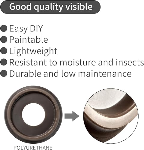 Miniatura 17 de Medallones de techo de bronce aceitado de grano de madera mate para lámparas y ventiladores de techo, 12-1/4 pulgadas de diámetro x 4 pulgadas