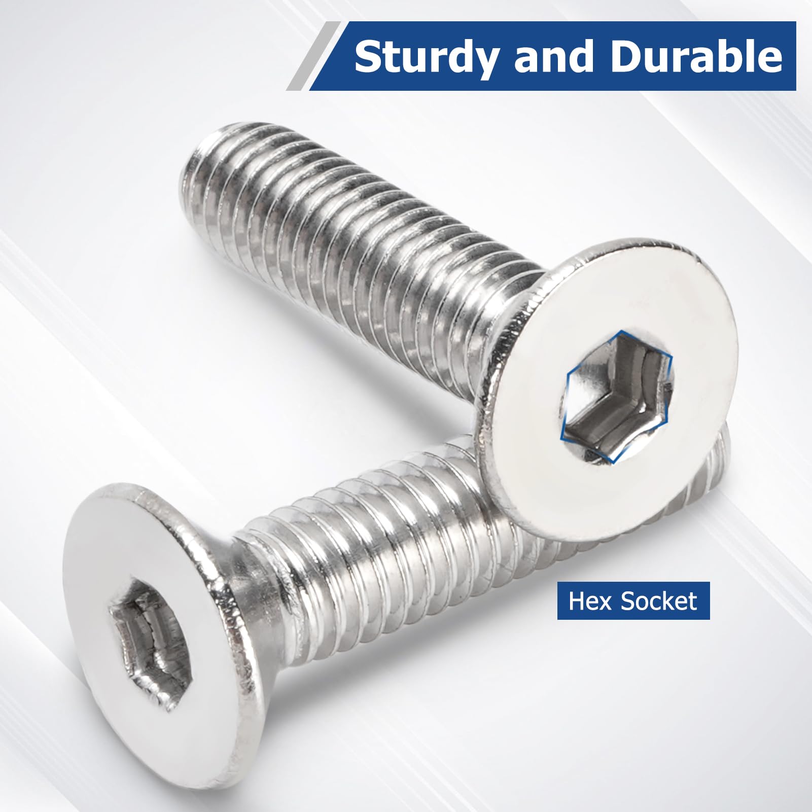Juego de 260 tornillos planos M4/M5/M6 Hex Socket Acero Inoxidable 304, incluye estándar alemán A2-70 Flat Head Hex Socket Acero Inoxidable 304 tornillos para la industria electrónica