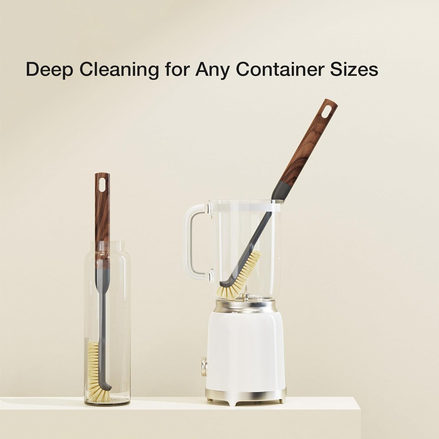 Cleaning Brush, Diveotree Hard Bristle Brush for Deep Cleaning Grout, Sink, Cup, Teapot, Bottle, Blender, Multi-Purpose Brush wih Long Handle for Kitchen (Black)