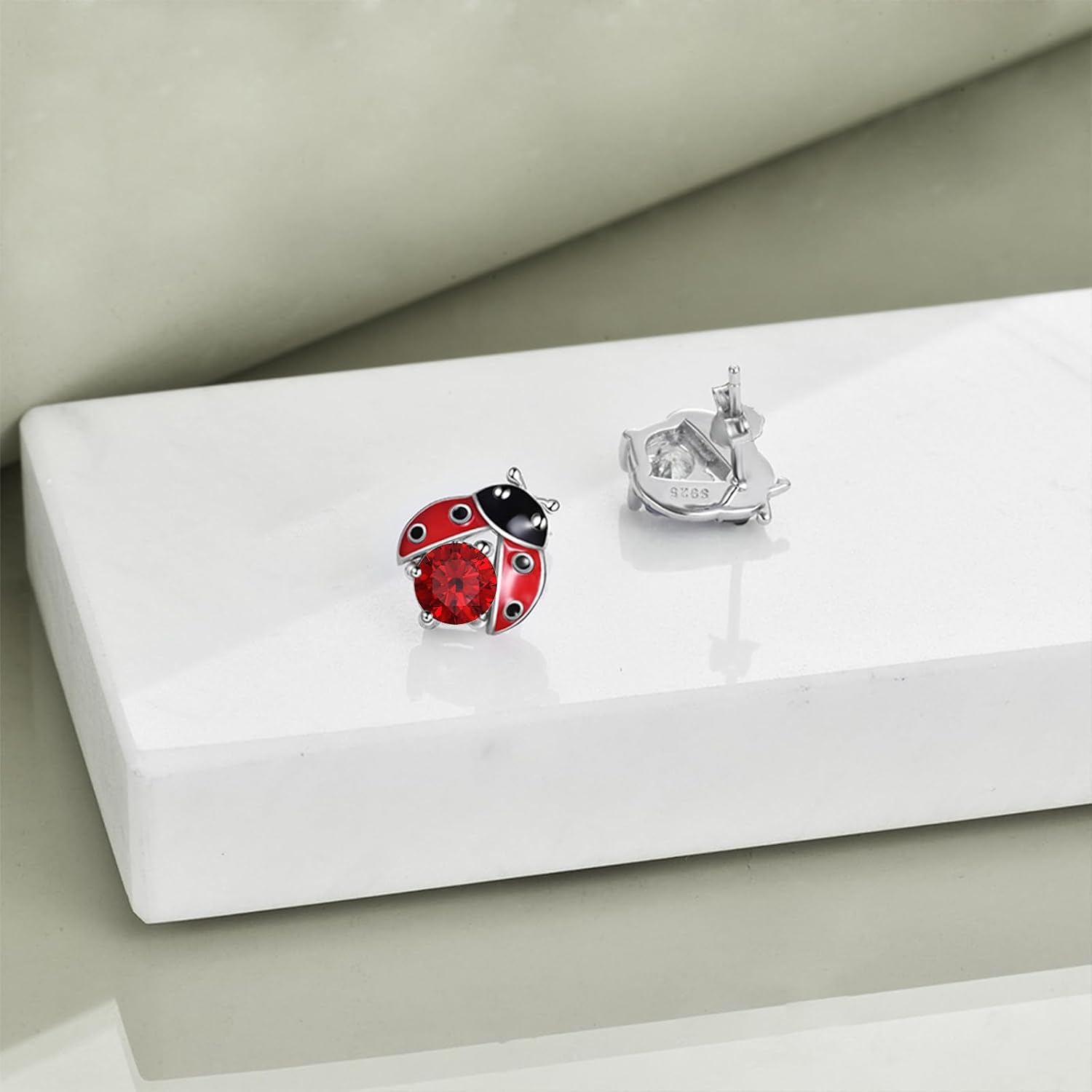 POPLYKE Sterling Silver Cute Animal Stud Earrings for Women Ladybug/Fox/Dinusaur/Frog Earrings Jewelry Gifts