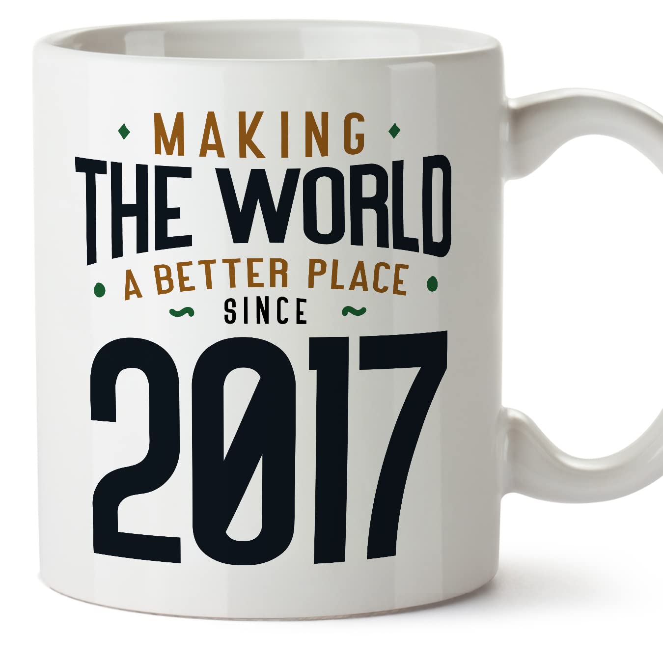 MUGFFINS 2017 Birthday Mug - in English - Making the World a Better Place - Funny Anniversary Present - 11 oz — image 1