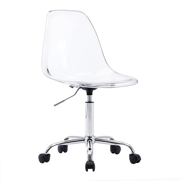 Buy HOMEFUN Clear Desk Chair, Acrylic Rolling Chair Armless Vanity