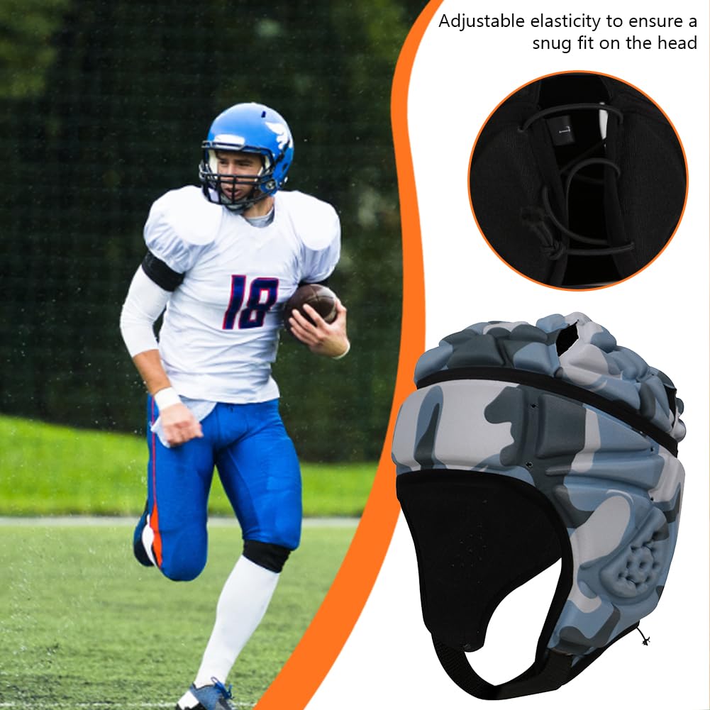 Football Helmet 7v7 Rugby Headguard Youth Soft Football Gear Adults Adjustable Head Protection Comfortable Breathable Elastic Sports Accessories Camouflage B