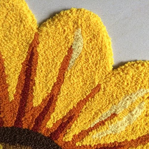 Yellow Flowers Shape Area Rugs Hand Woven Round Sunflowers Runner Rug For Bedroom,Living Room,Kitchen,Bathroom,Bedside Floor Mat Non-Slip Floral Farmhouse Large Absorbent Carpet 47" X 47" #TOP4