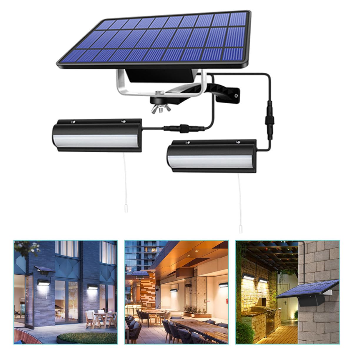 Ciieeo Solar Außenwandleuchte 1 Satz Abs Schwarz mit Zugmechanismus | Sanfte, Gleichmäßige Lichtabgabe, Geringer Energieverbrauch, für Outdoor und Landschaftsbeleuchtung