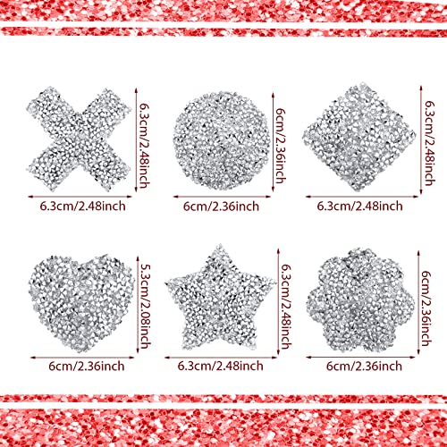 Bencailor 6 Pairs Rhinestone Pasties Sticky Bra Reusable Breast Covers Nipple Covers Waterproof Breast Stickers for Women3