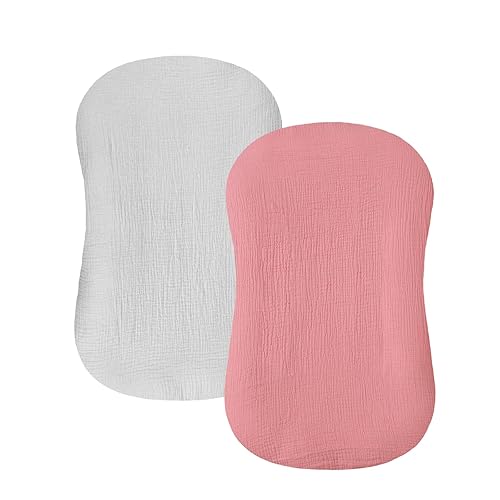 Miniatura 8 de Hooyax Funda de muselina para tumbona de bebé, funda suave de algodón orgánico para recién nacidos, para bebés niños y niñas (rosa)